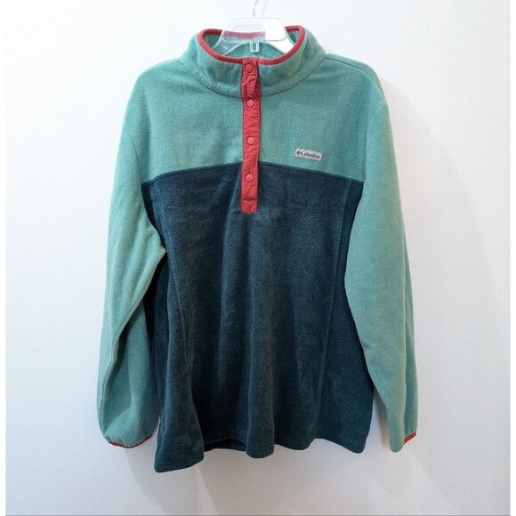 Columbia Tops - Columbia Benton Springs 1/2 Snap Pullover, Green Color Block, Women's 3X
